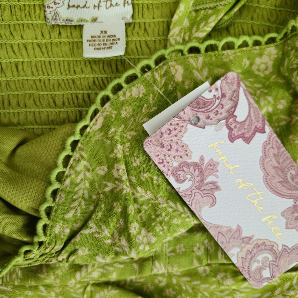 Band of the Free NWT Lime Floral Maxi Women's Dress Size XS - Picture 5 of 9